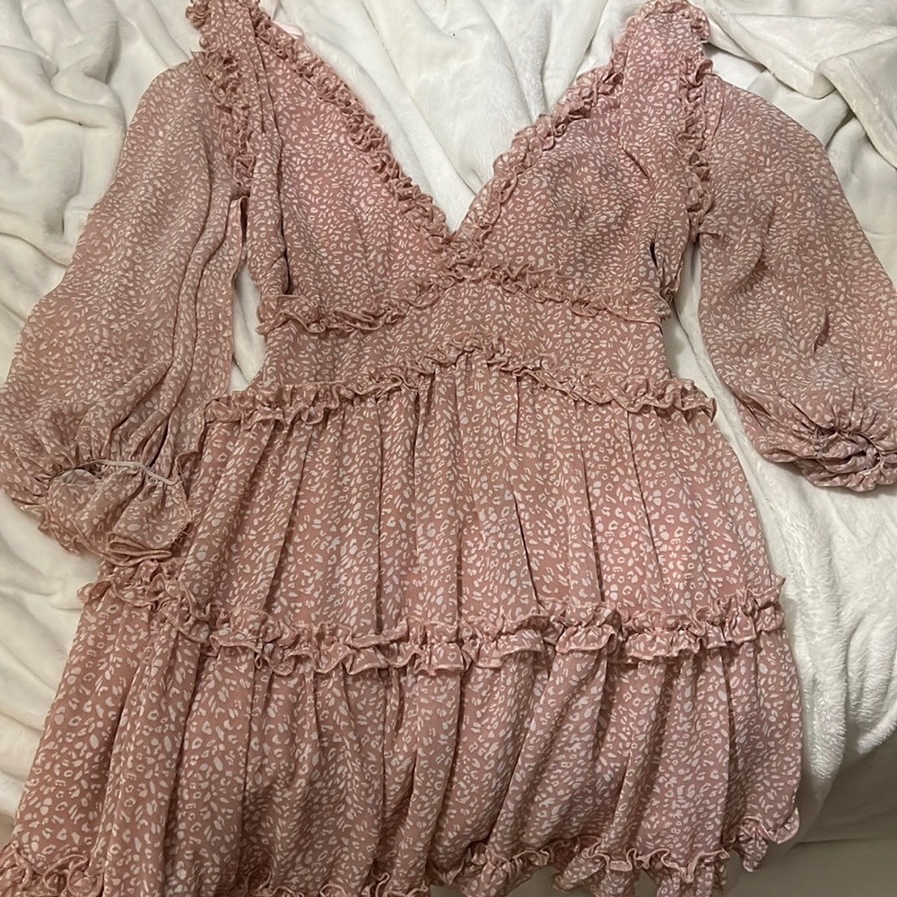 Ruffle V Neck Dress